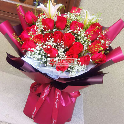 青岛30朵红玫瑰百合，做你余生故事里的人