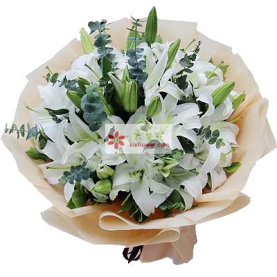 青岛9支白色多头百合，祝福你幸福